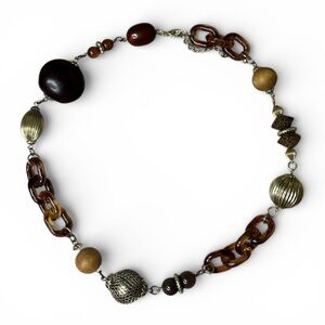 Vintage Y2K Brown Beaded Statement Necklace